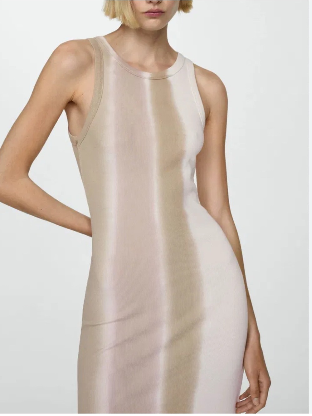 MANGO TIE-DYE RIBBED FITTED MIDI DRESS